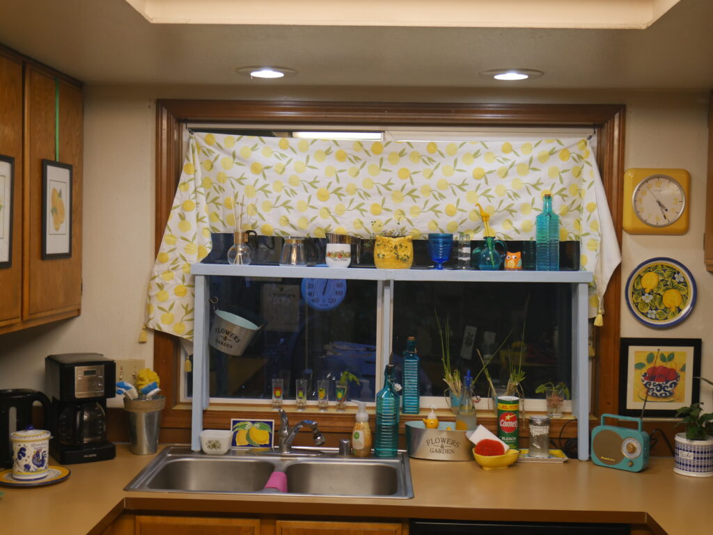 Kitchen sink under window