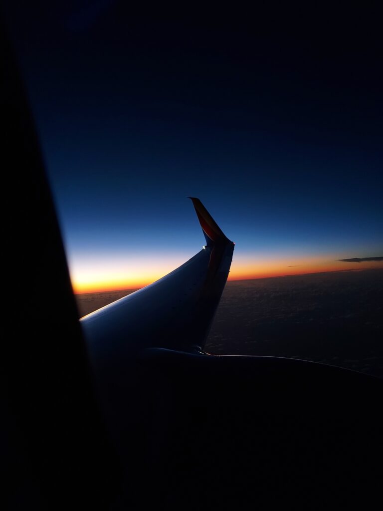 Sunset view from a plane window